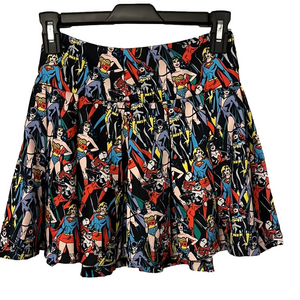 Dolls Kill DC Marvel Pleated Mini Skater Skirt xs